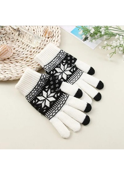 Haki Tarzı Tek Boyut Kış Sıcak Eldiven Erkek Kadın Yün Örme Eldiven Şeker Renk Kar Tanesi Eldivenler Cep Telefonu Tablet Pad Için (Yurt Dışından) fırsatları