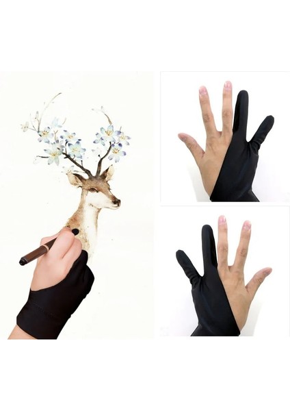 Siyah Eldiven Stili Siyah 2 Parmak Kirlenme Önleyici Eldiven, Hem Sağ Hem De Sol El Için Sanatçı Herhangi Bir Gra Çizim Tableti Için Çizim (Yurt Dışından) modelleri