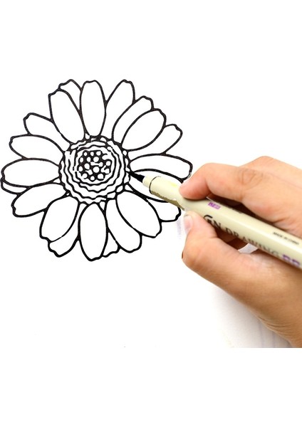 7 Adet Set Stili Gment Liner Pigma Micron Ink Marker Kalem Br Farklı Uçlu Siyah Fineliner Eskiz Kalemi (Yurt Dışından)