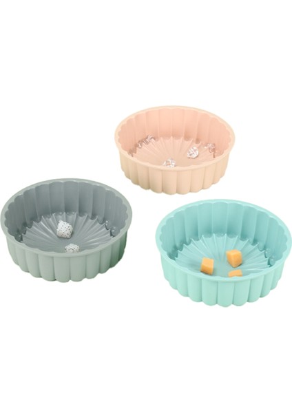 3 Parça Silikon Kek Kalıbı Çok Işlevli Yuvarlak Yüksek Sıcaklığa Dayanıklı Kendin Yap Pişirme Kalıbı (Yurt Dışından)