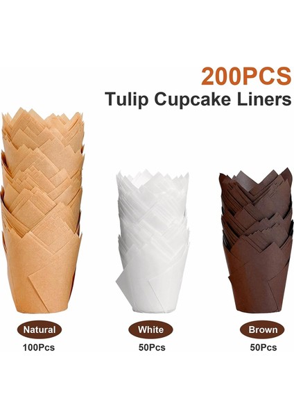 200 Adet Lale Kek Kapları, Pişirme Kapları Için Kek Kapları Tutucuları, Parti, Noel Için Yağ Geçirmez Kek Ambalajları (Yurt Dışından)