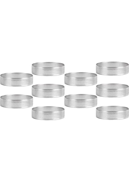 10 Adet 9cm Delikli Dairesel Tart Halkaları Paslanmaz Çelik Tatlı Meyveli Turta Kiş Kek Mus Kalıbı Mutfak Pişirme Kalıbı (Yurt Dışından)