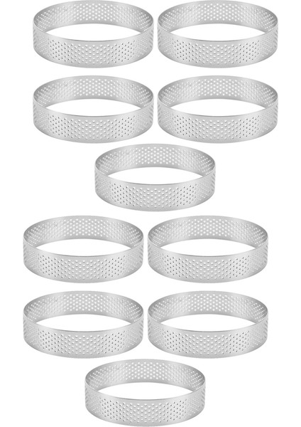 10 Adet 9cm Delikli Dairesel Tart Halkaları Paslanmaz Çelik Tatlı Meyveli Turta Kiş Kek Mus Kalıbı Mutfak Pişirme Kalıbı (Yurt Dışından)