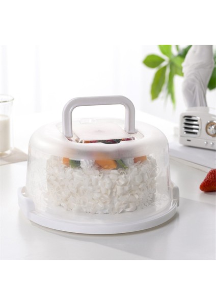 Kapaklı ve Saplı Kek Taşıyıcı, Kek Taşıyıcı Tutucu Kekler, Plastik Yuvarlak Kek Taşıma Saklama Kabı (Yurt Dışından)