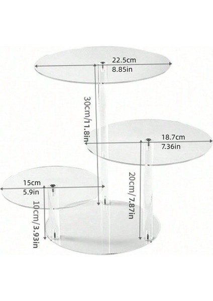 Yuvarlak Akrilik Ürünler Sergileme Yükseltici Standları, 3 Katlı Kek Standı Kek Için Mini Sergileme Rafı (Yurt Dışından) fırsatları