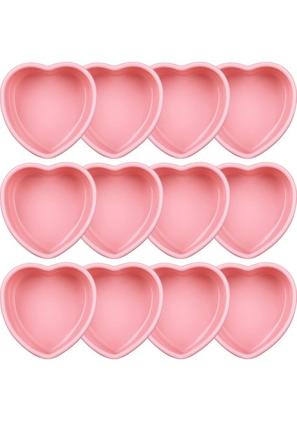 12 Adet Kalp Şekilli Kek Kalıbı Pembe Silikon Mini Kalp Kek Kalıbı Sevgililer Günü Doğum Günü Kek Muffin Aracı (4 Inç) (Yurt Dışından)
