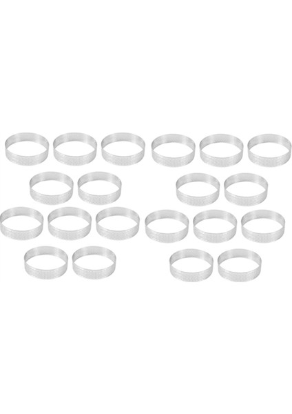 20 Adet 8 cm Delikli Dairesel Tart Halkaları Paslanmaz Çelik Meyveli Turta Kiş Kek Mus Kalıbı Mutfak Pişirme Kalıbı Halkaları (Yurt Dışından)