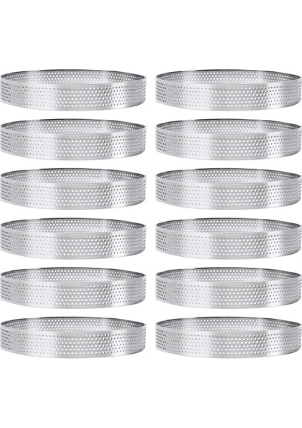 12 Paket 10 cm Delikli Dairesel Tart Halkaları Paslanmaz Çelik Meyveli Turta Kişleri Kek Mus Kalıbı Mutfak Pişirme Kalıbı Halkası (Yurt Dışından)