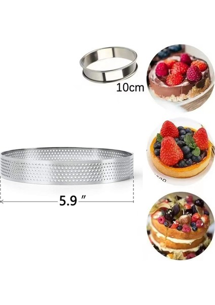 12 Paket 10 cm Delikli Dairesel Tart Halkaları Paslanmaz Çelik Meyveli Turta Kişleri Kek Mus Kalıbı Mutfak Pişirme Kalıbı Halkası (Yurt Dışından) modelleri