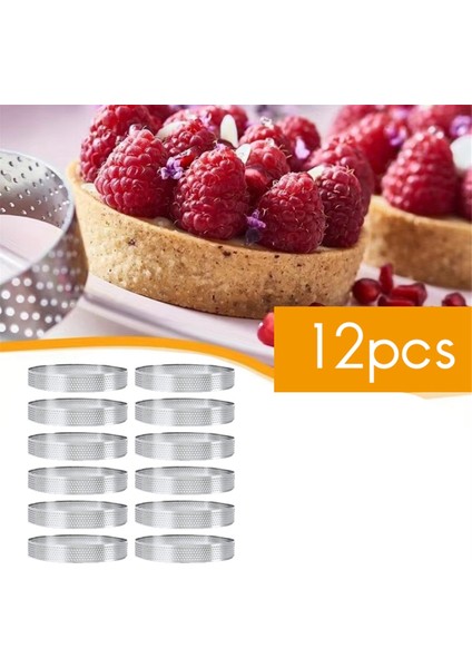 12 Paket 10 cm Delikli Dairesel Tart Halkaları Paslanmaz Çelik Meyveli Turta Kişleri Kek Mus Kalıbı Mutfak Pişirme Kalıbı Halkası (Yurt Dışından) fırsatları