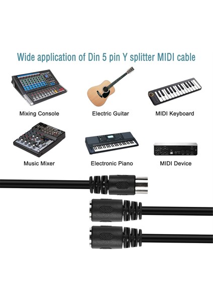 Mıdı Dın 5-Pin Ayırıcı Y Adaptör Kablosu, Din 5pin Erkek - Çift 2 Dişi Ses Mıdı Adaptör Uzatma Kablosu (Yurt Dışından) fiyatları