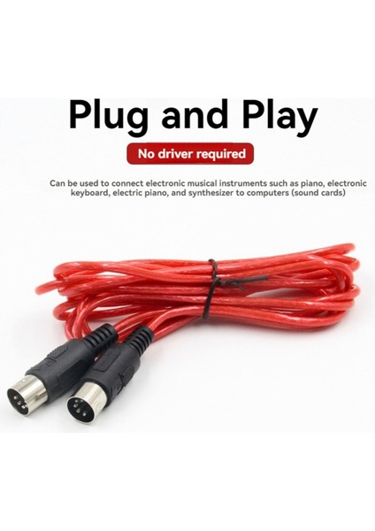 Mıdı Uzatma Kablosu 5pin Erkek - Erkek Mıdı Kablosu Elektrik Piyano Gitar Enstrüman Pc Kablosu 5m (Yurt Dışından)