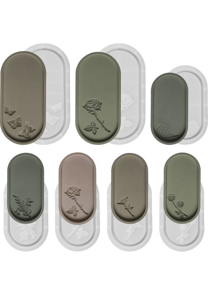 7 Adet Oval Saklama Tepsisi Çimento Silikon Kalıp Dıy Gül Çiçek Kelebek Oyma Bardak Altlığı Kalıbı Reçine Beton Alçı Kalıp (Yurt Dışından)