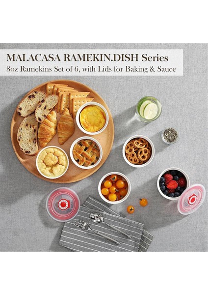 Kapaklı Ramekinler 8 Oz 6'lı Set, Kapaklı Beyaz Porselen Kremalı Brulee Sufle Ramekinler, Seramik Muhallebi Kapları (Yurt Dışından)