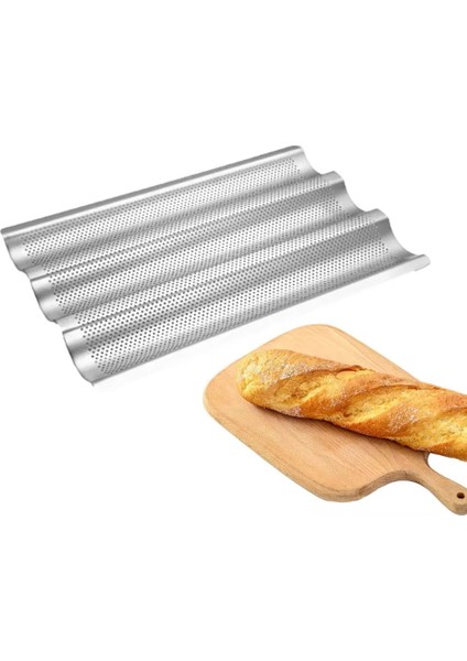 Fransız Ekmek Pişirme Tepsisi 3 Dalga Yapışmaz Paslanmaz Çelik Ekmek Tepsisi Tost Fırın Mutfak Et Bisküvi Ekmek Tabağı (Yurt Dışından)