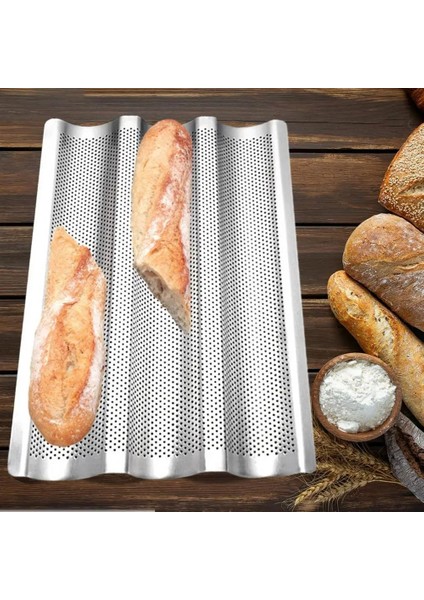 Fransız Ekmek Pişirme Tepsisi 3 Dalga Yapışmaz Paslanmaz Çelik Ekmek Tepsisi Tost Fırın Mutfak Et Bisküvi Ekmek Tabağı (Yurt Dışından)