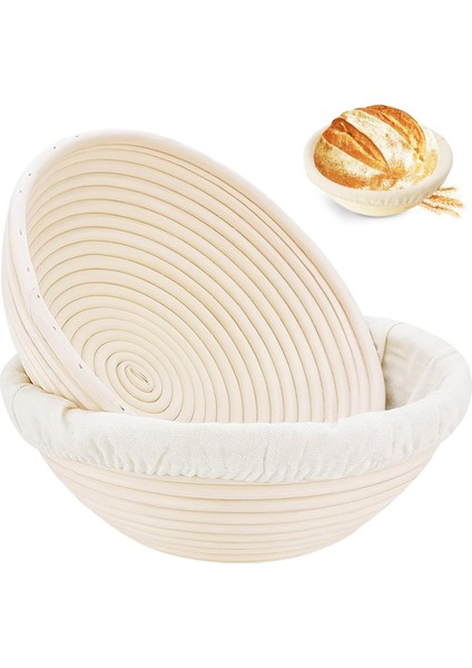 Ekmek Koruma Sepeti, Hamur Koruma Sepeti Yuvarlak El Yapımı Rattan Sepet, El Yapımı Ekmek Yapım Seti 23X8CM (Yurt Dışından)