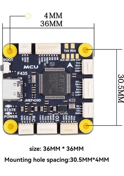 Jhemcu AT32 F435 Uçuş Kontrolörü GF30 F435 Fpv Yarış Drone Uçuş Kontrolörü Için (Yurt Dışından)