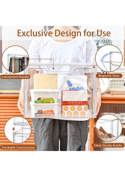 Paket Kapaklı Şeffaf Saklama Kutuları, Çantalar, Kozmetikler, Çok Amaçlı Saklama Kutuları Için Istiflenebilir Akrilik Vitrin (Yurt Dışından) modelleri