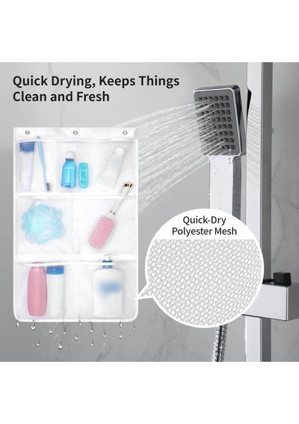Ağ Duş Rafları Asılı, Hızlı Kuruyan Duş Düzenleyici, 7 Cepli Banyo Düzenleyici Çanta Tote Gemi Seyahati Için 2'li Paket (Yurt Dışından)