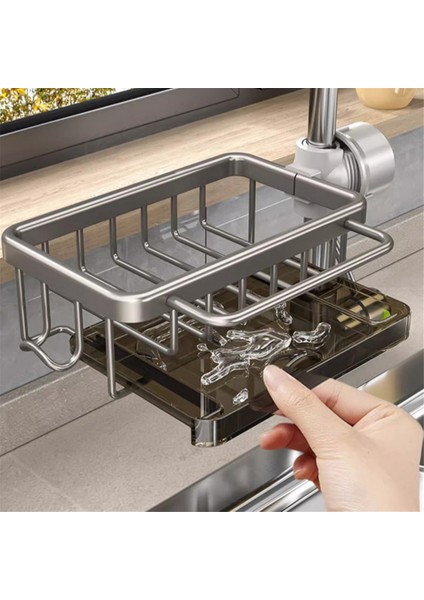 Sünger Tutucu Musluk Üstü Mutfak Lavabo Düzenleyici, Uzay Alüminyum Çıkarılabilir Asılı Musluk Drenaj Rafı Kancalı Gümüş (Yurt Dışından) fiyatları