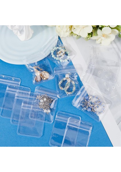 100 Adet 2,8 x 4 Inç Pvc Mücevher Poşetleri Şeffaf Plastik Mücevher Poşetleri Kendinden Yapışkanlı Fermuarlı Kese Düzenleyici Kararma Önleyici Poşet (Yurt Dışından)