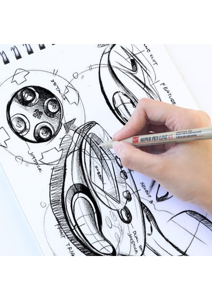 4 Adet Set A-1 Stili Pigment Liner Mikron Mürekkep Sanat Marker Kalem Kaligrafi Fırçası Kalemler Siyah Fineliner Eskiz Manga Çizim El Yazısı Beyaz Kalem (Yurt Dışından)