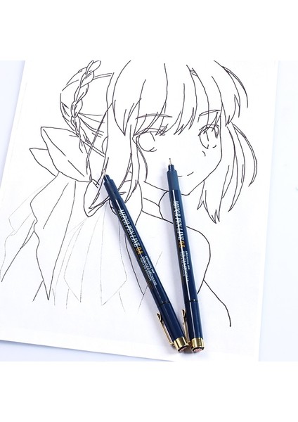 4 Adet Set A-1 Stili Pigment Liner Mikron Mürekkep Sanat Marker Kalem Kaligrafi Fırçası Kalemler Siyah Fineliner Eskiz Manga Çizim El Yazısı Beyaz Kalem (Yurt Dışından)