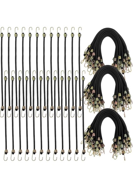 50 Adet Mini Bungee Kordonları Kancalı Küçük Bungee Kordonları 10 Inç Siyah Kısa Elastik Bungee Kayışı Bagaj Bisikletleri Için (Yurt Dışından)
