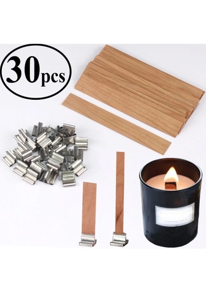 12.5MMX150MM Tarzı Ahşap Mumlar Fitil Dıy Parafin Mum Kavanoz Yapımı Kiti Mum Çekirdek Klip Tabanı ile El Yapımı Dumansız Mum Fitil Çekirdekleri (Yurt Dışından) fiyatları