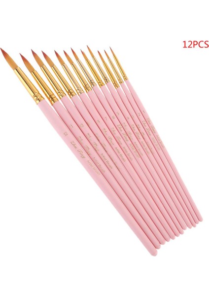 Pembe Tarzı Yuvarlak Sivri Uçlu Yağlıboya Resim Suluboya Fırçaları Naylon Saç Boya Fırçaları Seti Farklı Boyut Ince Çizim Aracı (Yurt Dışından)