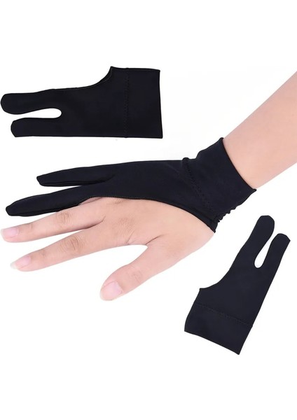 Herhangi Bir Gra Çizim Tableti Için Sanatçı Çizim Eldiveni Siyah 2 Parmak Kirlenme Önleyici, Hem Sağ Hem De Sol El Için Siyah (Yurt Dışından)