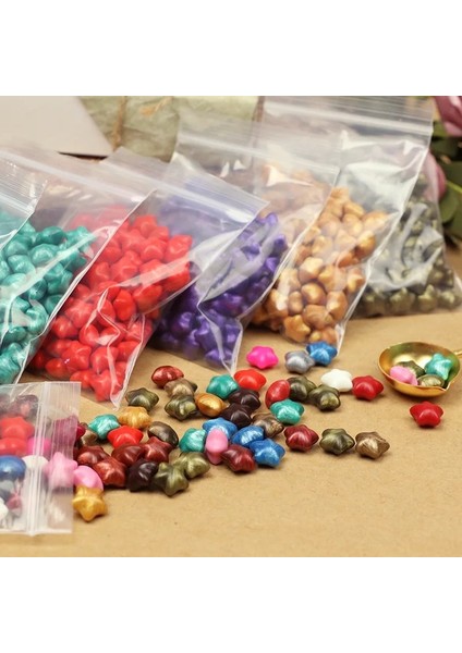 Altın Tarzı 55G Ateş Lake Mühür Balmumu Parçacıkları, Şanslı Beş Köşeli Yıldız Karışık Renk, Makaleler Hakkında, 20 Renk (Yurt Dışından)