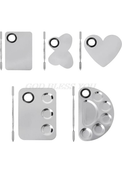 No.1 Tarzı Paslanmaz Çelik Boya Paleti Tepsisi Karıştırma Çubuğu Spatula Seti Nail Art Tedarik Okul Malzemeleri Suluboya Yağlıboya Makyaj (Yurt Dışından)