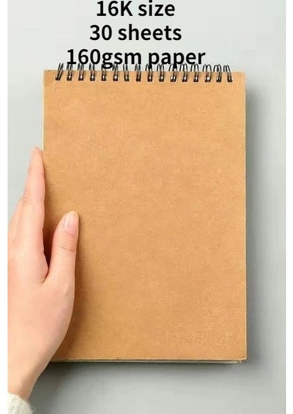 16K 160G Kağıt Stili A5 A4 8k 16K Haki Sketchbook Gsm Spiral Defter Günlüğü Kraft Kağıt Sert Kapak Kroki Suluboya Sanat Malzemeleri (Yurt Dışından)