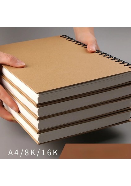 16K 160G Kağıt Stili A5 A4 8k 16K Haki Sketchbook Gsm Spiral Defter Günlüğü Kraft Kağıt Sert Kapak Kroki Suluboya Sanat Malzemeleri (Yurt Dışından)