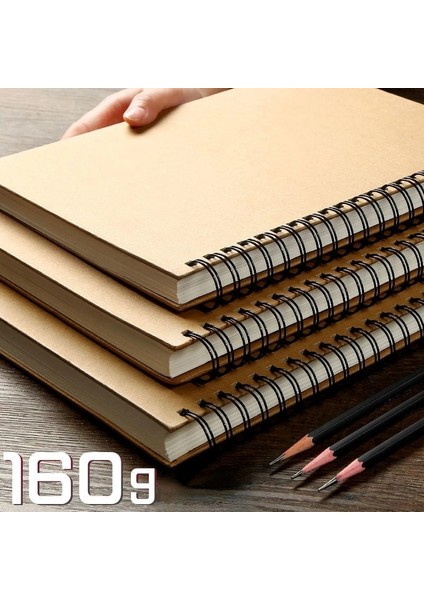 16K 160G Kağıt Stili A5 A4 8k 16K Haki Sketchbook Gsm Spiral Defter Günlüğü Kraft Kağıt Sert Kapak Kroki Suluboya Sanat Malzemeleri (Yurt Dışından)