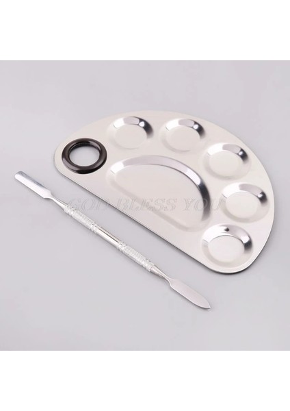 No.1 Tarzı Paslanmaz Çelik Boya Paleti Tepsisi Karıştırma Çubuğu Spatula Seti Nail Art Tedarik Okul Malzemeleri Suluboya Yağlıboya Makyaj (Yurt Dışından)