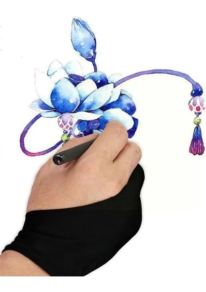 Siyah Iki Parmaklı Siyah Eldiven Anti-Kirlenme Çizim Boyama Sanatçısı Herhangi Bir Gra Çizim Tableti A8E6 (Yurt Dışından) modelleri