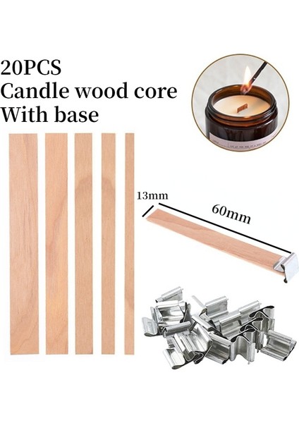 13X60MM Tarzı Et Dumansız Kokulu Mum Fitilleri Soya Balmumu Çekirdek Ahşap Pamuk Çekirdek Gazyağı Lambası Balmumu Hattı Ahşap Mumlar Yapma Aksesuarları (Yurt Dışından)
