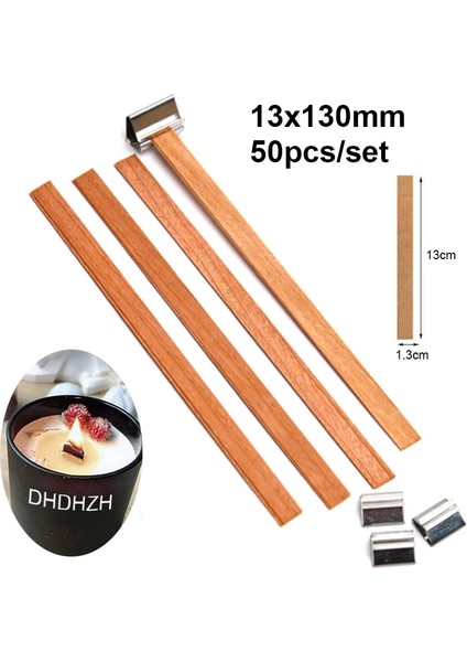 13X130MM50 Adet Tarzı Mum Yapımı Için Lot Mum Fitilleri Önceden Mumlanmış Fitiller Parti Malzemeleri Doğal Dumansız Saf Pamuk ve Ahşap Fitiller (Yurt Dışından)