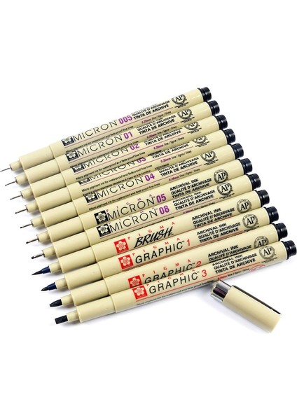 1.0mm Tarzı 1 @# Siyah Pigma Mikron Kalem Su Geçirmez Elle Çizilmiş Tasarım Kroki Iğne Kalem El Dawing Liner Fineliner Karikatür Imza Kalem (Yurt Dışından)