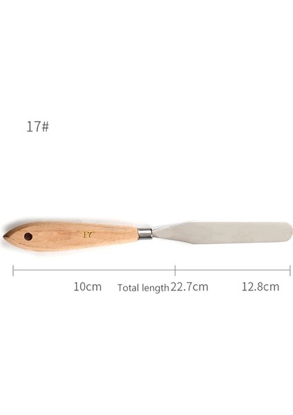 No.17 Stili Palet Bıçağı Boyama Paslanmaz Çelik Spatula Palet Bıçağı Yağlı Boya Metal Bıçaklar Ahşap Saplı DJA88 (Yurt Dışından)
