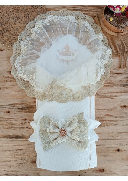 Bebek Dış Kundak Battaniyesi Özel Dantelli Bebek Kundağı Unisex Hastane Çıkışı Mevlütlük Hediyelik