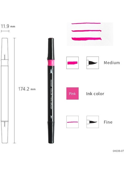 13 Pembe Stil Monami Sulu Boya Fırça Kalem, Suluboya Orta Ince Ikiz Fırça Kalemi Çizim Kaligrafi Boyama Okulu Sanat Tasarımı A6554 (Yurt Dışından)