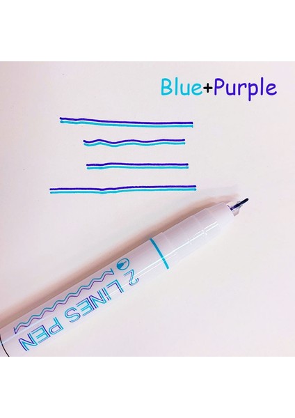 Mavi Mor Tarzı 3D Çift Çizgi Işaretleyici Kalem Sanat Çizgi Roman Diy Öğrenci Bicolor Çizim Boyama Işaretleyiciler Okul Ofis Kawaii Kırtasiye (Yurt Dışından)