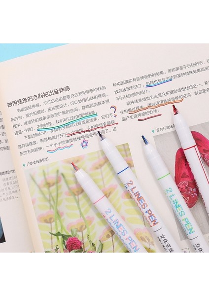 Mavi Mor Tarzı 3D Çift Çizgi Işaretleyici Kalem Sanat Çizgi Roman Diy Öğrenci Bicolor Çizim Boyama Işaretleyiciler Okul Ofis Kawaii Kırtasiye (Yurt Dışından) fırsatları