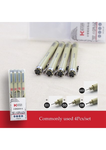 4 Adet Set Stili Pigment Liner Mikron Kalem Seti Neelde Çizim Kalemi Lot Fırça Sanat Işaretleyiciler Fineliner Eskiz Kalemi (Yurt Dışından)