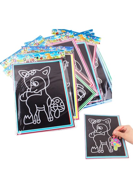 Alışveriş Merkezi Boyutu Çocuklar Kazıma Boyama Eğitimi Öğrenme Oyuncaklar Çocuklar Için Scratch Siyah Karton Beraberlik Kağıt Kroki 9*12 cm (Yurt Dışından)
