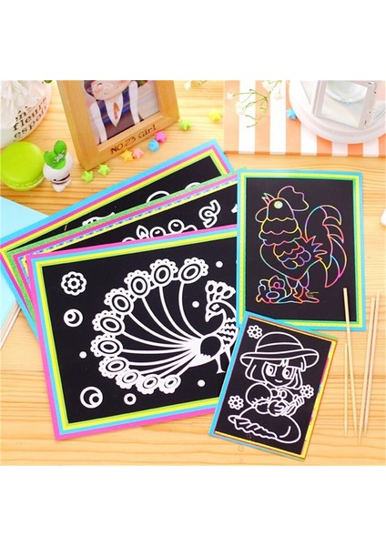 Alışveriş Merkezi Boyutu Çocuklar Kazıma Boyama Eğitimi Öğrenme Oyuncaklar Çocuklar Için Scratch Siyah Karton Beraberlik Kağıt Kroki 9*12 cm (Yurt Dışından)